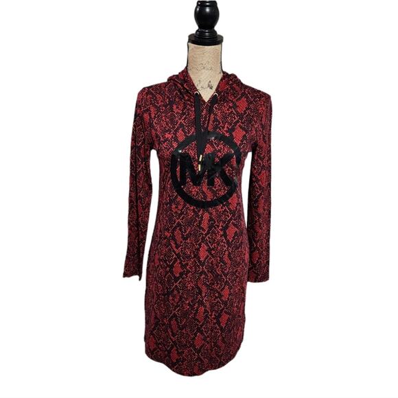 Michael‎ Kors Red and Black Python Snakeskin Hooded Logo  Dress Size XS - Picture 1 of 8